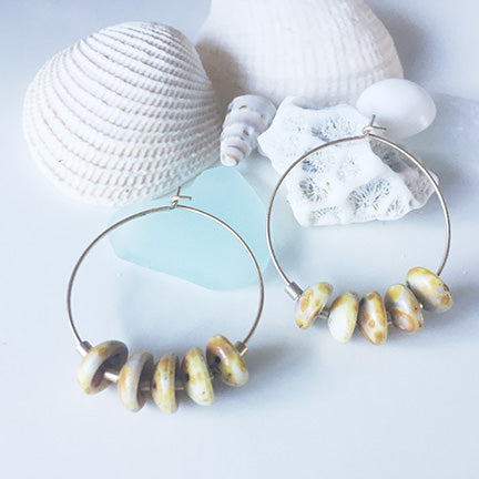 Natural Puka Shell Hoop Earrings